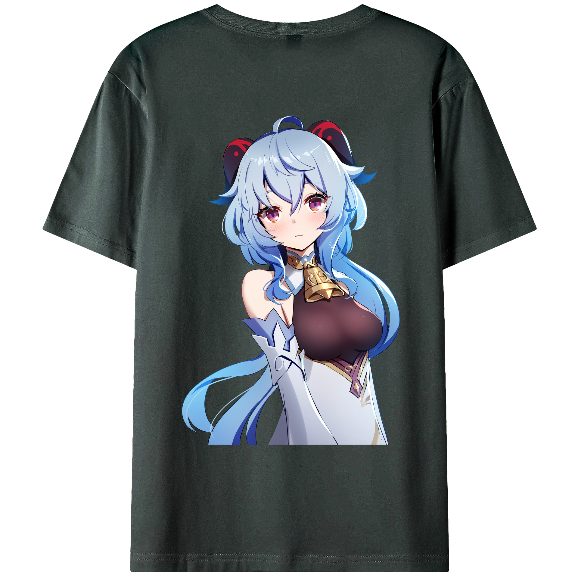 げんし神 甘雨 かんう genshin Ganyu 綿100％ メンズ半袖Tシャツ（バックプリント） 通気性